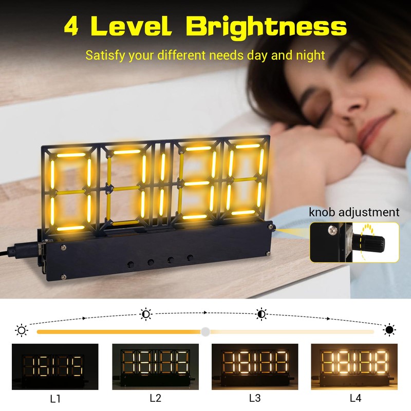 Soldering Practice Kit, 4-Bit Digital Clock Kit with Lighting Adjustment,