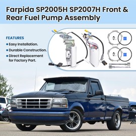 Farpida SP2005H SP2007H Front & Rear Fuel Pump Assembly fit for Ford F Super Duty F-150 F-250 F-350 1992-1997 L6 4.9L V8 5.0L 5.8L 7.5L SP2005H Midship Tank 17 Gallon SP2007H Rear Tank 18 Gallons
