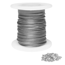 Storystore 1mm Wire Rope 30m, 304 Stainless Steel Wire Cable Rope Heavy Duty 7x7 Cross Section, 100kg Breaking Load stainless steel cable with 30 Pcs Aluminum Crimping Loop Sleeve