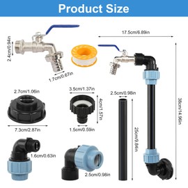 IBC Tank Gooseneck, 3/4 Inch IBC Tank Outlet Tap 1000 L Water Tank Accessories Outlet Tap, IBC Tank Accessories 3/4 Inch with Adapter Cap for Water Tank Tap