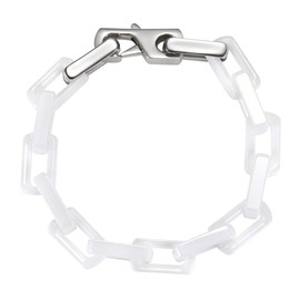 EVANYIZHOU Mens Solid Zirconia Ceramic Box Chain Bracelet White/Black/Blue 9mm Chunky Square Italian Paperclip Rolo Link for Men Gift Hip Hop Style Jewelry (all white, 8 inches)