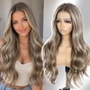 Ash Brown Body Wavy Glueless 13×4 Synthetic Lace Front Wig
