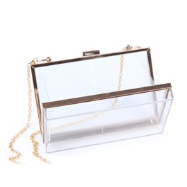 EVEOUT Women Acrylic Transparent Evening Clutches Clear Box Jelly Handbag Cross Body Handbag Bag Ladies Gift, Classic acrylic tin - transparent, crossbody