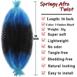 Springy Afro Twist Hair 16 inch Marley Twist Braiding Hair 8 Packs
