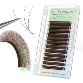 ANNAFRIS 3D Premade Fan W Shape Clover Eyelash Extensions Volume Self Fanning W Lashes Extension Makeup Supplies Professional Use (Brown 0.07 D 8-12mm Mix)