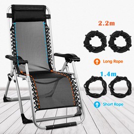 Elastic Bands for Deck Chair, Pack of 4 Universal Elastic Cord for Sun Lounger, Black Replacement Cable for Zero Gravity Chair, Rubber Cord for Relaxing Deck Chair, Garden Chair Elastic Cords (2 x 2.2