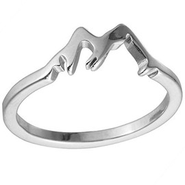 Jude Jewelers Stainless Steel Mountain Style Statement Promise Anniversary Ring (Silver, 6)