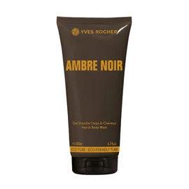 Yves Rocher AMBRE NOIR Shower Shampoo for Men, Sensual Elegant, 1 x Tube 200 ml