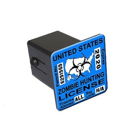 Graphics and More Zombie Hunting License Permit Blue - Biohazard Response Team - 2" Tow Trailer Hitch Cover Plug Insert