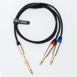 pegcabac 1/8 inch to Dual 1/4 Y-Splitter Cable, 1/8 inch TRS Stereo to Double 6.35mm TS Mono Jack Stereo Audio Breakout Cord, with Extra Gold Plated 1/4 to 3.5mm Adapter, 4FT