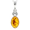 Genuine Cognac Baltic Amber & Sterling Silver Classic Oval Pendant