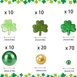 130pcs St. Patrick's Day Vase Filler Golded Green Glitter Shamrocks Ornament for Vase Filler for Home, Party Decor (St. Patrick's Day Set)