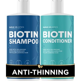 Biotin Shampoo and Conditioner Hair Loss Treatment for Thinning Hair - Hair Follicle Stimulator for Fuller Thicker Hair Growth - Revive Damaged Hair with Natural Jojoba Oil Argan Oil Sea Buckthorn