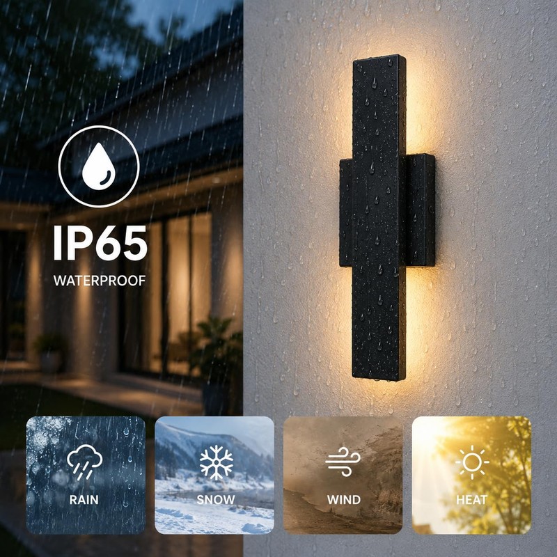 OUVR Outdoor LED Wall Light, Modern Exterior Sconce, Waterproof Porch