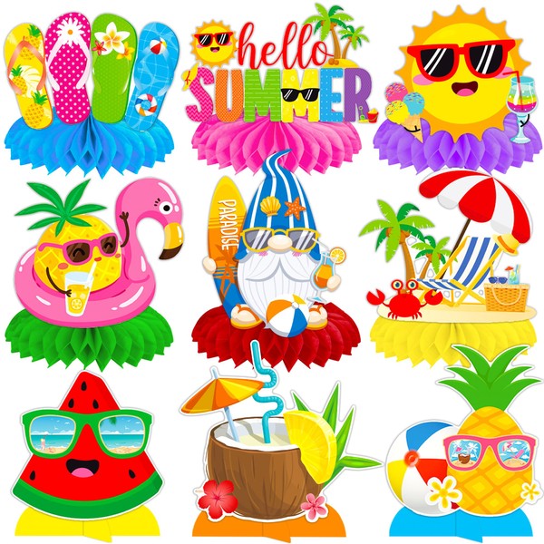 Hello Summer Honeycomb Centerpieces Summer Party Decorations 11Pcs Beach Pool
