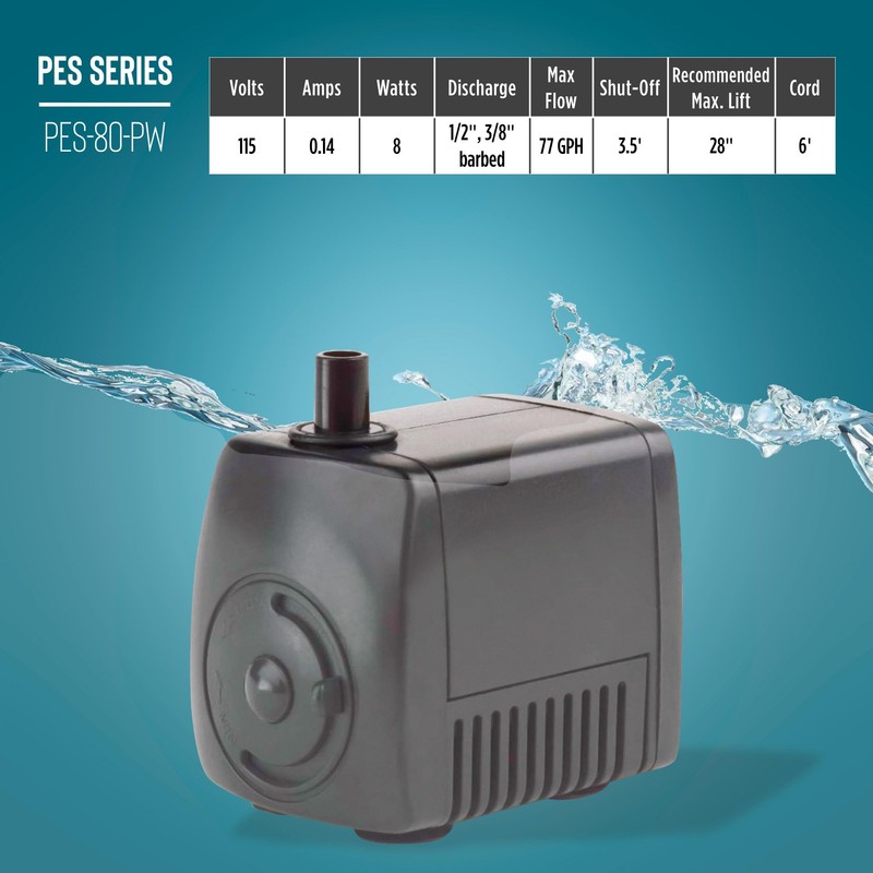 Little Giant PES-80-PW 115-Volt, 77 GPH Magnetic Drive Fountain Pump