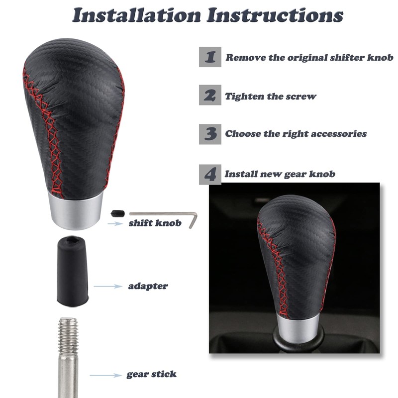 Padaodao Leather Gear Knob, Shift Lever Head Accessories Fit for