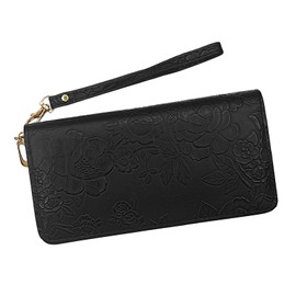 AdiStylinno Women's Purse Large Capacity Long Women Purse with Multi Card Slots and Phone Pocket PU Leather Purse Fashion Clutch Purse Card Holder with Wrist Strap, black, Casual