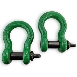 Northgate Cargo Control 3/4" Heavy Duty D Ring Shackles with 7/8" Pin (2 Pack) (Green Shackle and Black Pin)