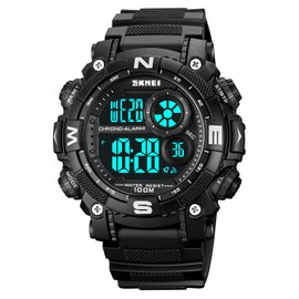 FANMIS Mens Military Multifunction Digital LED Watch Electronic Waterproof Alarm Quartz Sports Watch (X Black Balck)