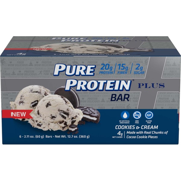 Pure Protein PLUS Cookies & Cream, 60 gram, 6 count