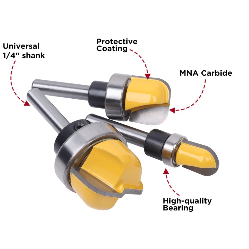 MNA 3Pcs Bowl and Tray Template Router Bit Set, Dish
