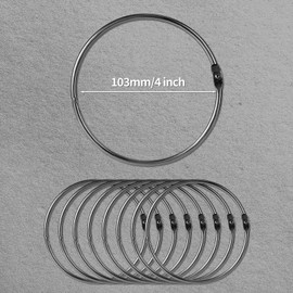 8pcs Loose Leaf Binder Rings, 4 Inch Large Metal Book Paper Clip Rings Keychain Keyrings for Index Cards Notebooks Photos Documents Files Home Office DIY Crafts Supplies, Black