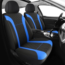 Carseatcover-UK Luxury ARTISAN Quilted Car Seat Covers, Front Pair, Black with Blue Trim, Universal Fit, Airbag Compatible (Blue Quilted)