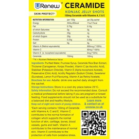 URenew Ceramide Skin Care Supplement 150mg - 14 Sachets (2 Boxes of 7 sachets) - Lemon Flavour - Hydration Support - Food Supplement
