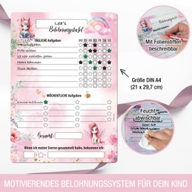 TOBJA Children's A4 Magnetic Reward Board - Playful Potty Training and Everyday Routines with Unicorn, Dino or Forest Animals Design - For Radiant Children and Relaxed Parents (Unicorn)