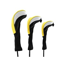 Namvo 3Pcs/Set Golf Driver Wood Head Club Covers Equipment Pole Protective Sleeve Professinal Golf Putter Head Protectors Yellow