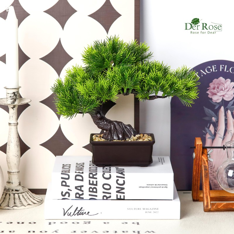 Der Rose 8'' Artificial Bonsai Tree Small Fake Potted Plants
