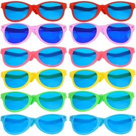 Kabcifea 12 Pieces Jumbo Plastic Sunglasses, Novelty Clown Props Party Sunglasses Giant Funny Glasses Oversized Eyewear for Festival Costume Cosplay Party Supplies Accessories