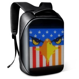 Laptop Backpack with LED Display, DIY Fashion Backpack, Waterproof Shoulder Travel Backpack, Gift for Men Women Fits 15.6 Inch Laptop (Black) - Color: LED Motorcycle Hard Case Riding Backpack