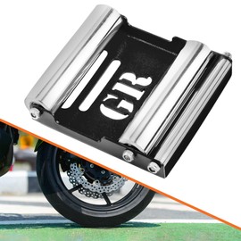 GRAND PITSTOP Motorcycle Roller Wheel Cleaning Stand - Paddock Stand Replacement - Wheel Roller Stand with Ramp Support for tire Cleaning & Chain Lubrication (Black Roller Medium)