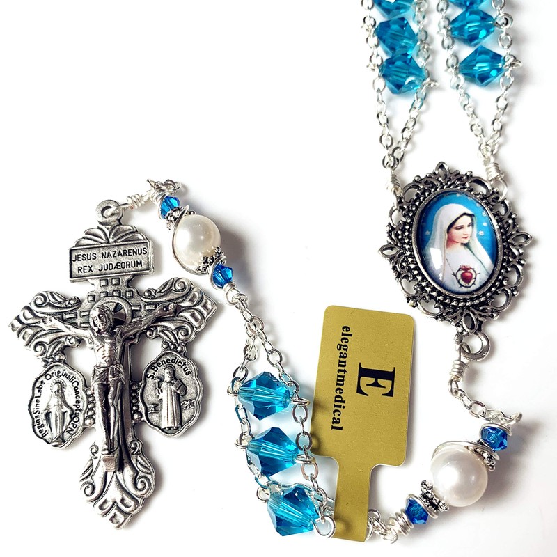 Elegantmedical - Collar con cuentas de cristal Bule y perlas