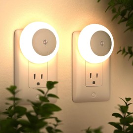 genkigold 2Pcs Plug-in Night Light with Dusk to Dawn Sensor - LED Nightlight for Adults Warm White (UK Plug) - 0.5W, 2 Pack - Great for Bedroom, Bathroom, Hallway, Kitchen
