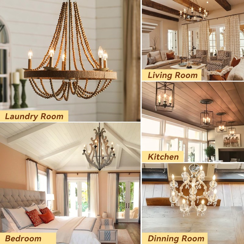 TJOY LED Candelabra Bulbs Dimmable, 60W Equivalent Chandelier Light Bulb,