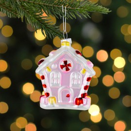 Northlight 3.25" Pink Candy House Glass Christmas Ornament