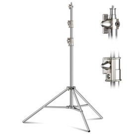 9.2 FT Stainless Steel Light Stand Photography, Heavy Duty Photography Tripod Stand with 1/4” to 3/8” Screw Adapter for Strobe,LED Video Light,Ring Light, Monolight, Softbox