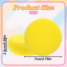 Paint Sponge, 12 Pcs Yellow Round Painting Sponges 3 Inch Artist Pottery Sponge Applicator Watercolor Sponges for Face Painting Pottery Art Crafts Ceramics