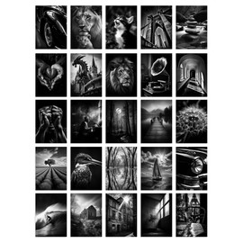 Artery8 50 Pcs Black White Photography Aesthetic Collage Kit Wall Art Prints A6 Set Pack 14.8 x 10.5 cm (5.8 x 4.1) Wall Home Student Boy Girl Teen Room