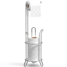Simple Houseware Bathroom Toilet Tissue Paper Roll Storage Holder Stand, Chrome