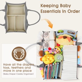 Skycase Large Diaper Caddy Organizer, Baby Organizers and Storage for Newborn Essentials Must Haves, Nursery Storage Basket for Baby Shower Gifts, Baby Registry Search for Boy or Girl - Grey