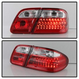 ACANII - For 1996-2002 Mercede-Benz W210 E300 E320 E430 E55 Red Clear LED Tail Lights Brake Lamps Pair Set Left+Right