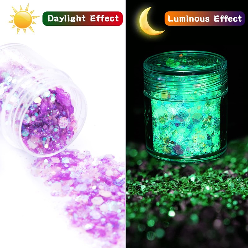 Nail Glitter 12 Colours Fluorescent Glitter Make-Up Glitter Sequin for