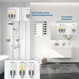 Shampoo and Conditioner Dispenser,Shampoo Dispenser for Shower,Shower Dispenser 3 Chamber No Drill,Shower Soap Dispenser,Shampoo Dispenser,Soap Dispenser Bathroom(Triple x 17.6 oz,Colorless)