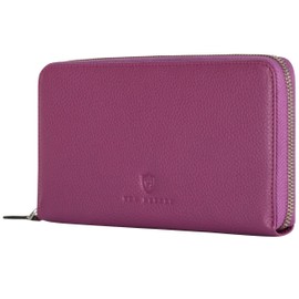 VON HEESEN Leather Wallet for Men and Women, Pink, 1 main compartment