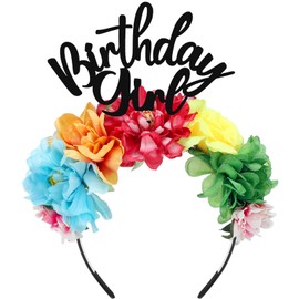 Hoteam Headband Mexican Flower Crowns Cinco De Mayo Crown Gifts for Women Birthday Fiesta Party Decorations Celebrations Photo Booths Accessories (Birthday Girl)