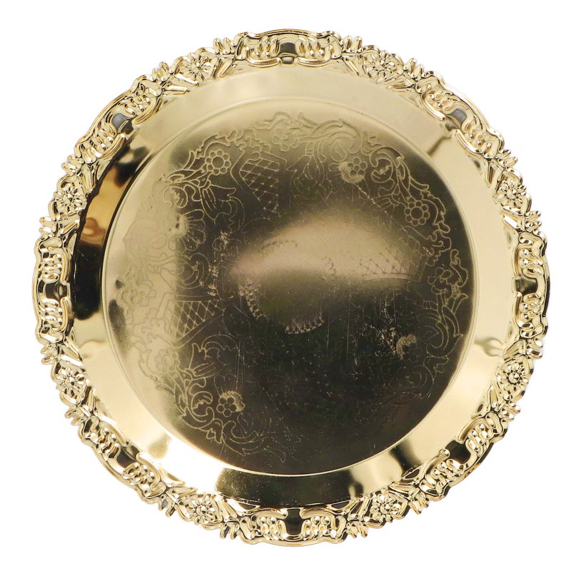 Round Decorative Dinner Plate Stainless Steel Storage Tray for Jewelry